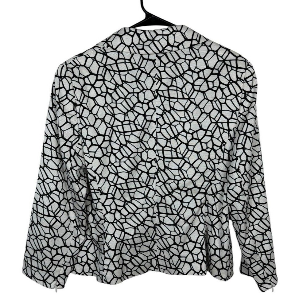 ESCADA Black & White Abstract Blazer 2 Button SZ 40 Collar Waist Length - Picture 10 of 11